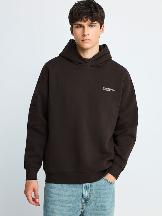 Funky Buddha Hooded Sweatshirt Brown FBM014-029-06-Bitter-Chocolate