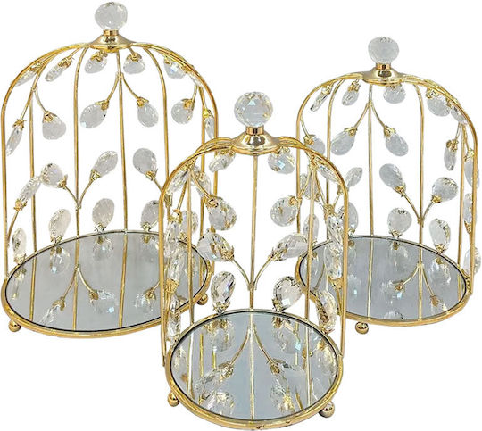 Marhome Decorative Round Metallic Tray with Mirror 15-26478 Set3 3pcs