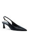 Leder Spitze Zehe Pumps Schwarz