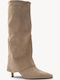 Μπεζ Suede Μπότες Minimal Cape Design Κ Kitten Heel