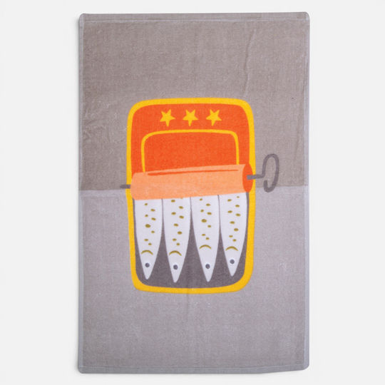 Nef-Nef Homeware Sardines Чаена кърпа от 100% Памук в Сив Цвят 40x60cm