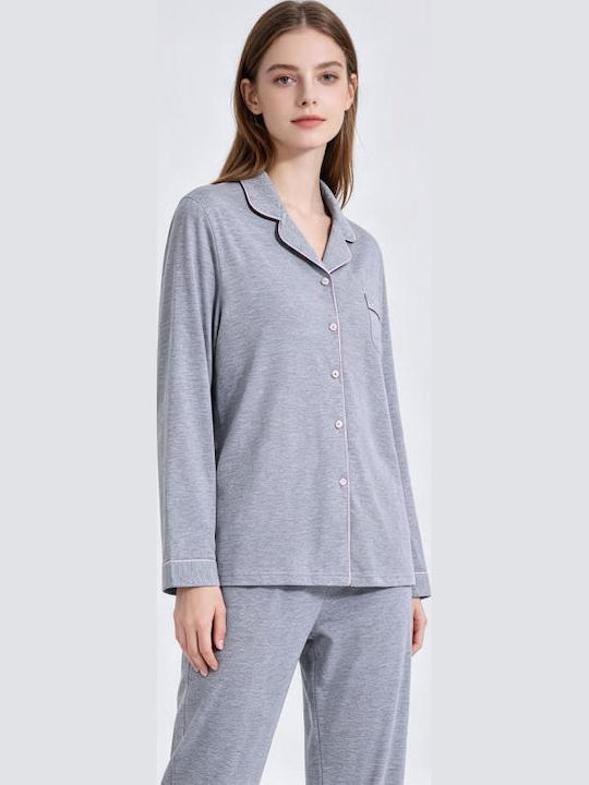 Goodnight Set de Pijamale de Vară pentru Femei Gri
