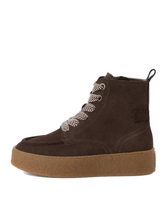 Leder Damen Stiefeletten Braun