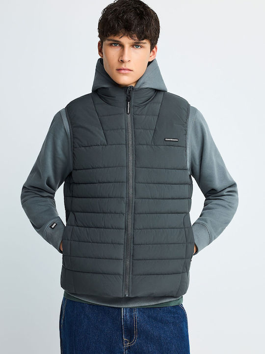 Funky Buddha Sleeveless Puffer Jacket Grey