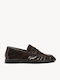 Mocasini Dama Loafers Croco Cu Textură Embosată Cusătură Moccasin Maro