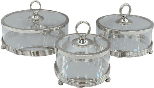 Marhome Marhome Φονтанιέρα Metallisch mit Deckel 15-26496 Set3 Silber