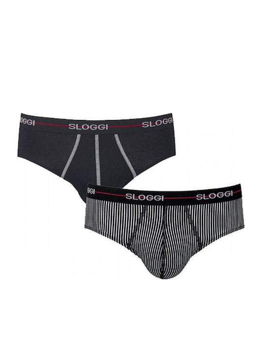 Sloggi Midi Herren Slip Schwarz 2Pack