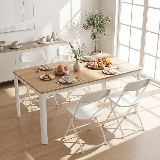 Metal Foldable Dining Chair White 97.5x44x
