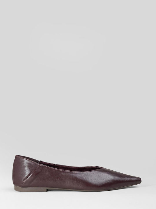 Damen Ballerinas Spitz zulaufend Burgundisch