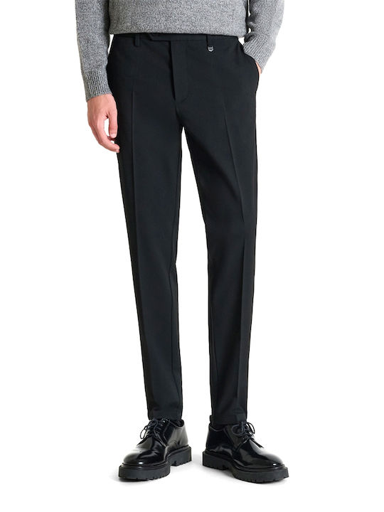 Bryan Men's Elastic Slim Fit Black Trousers