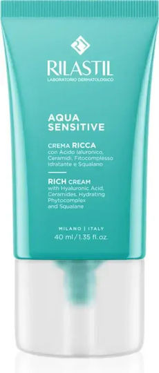 Rilastil Aqua Sensitive Moisturizing Face Cream with Hyaluronic Acid & Ceramides 40ml