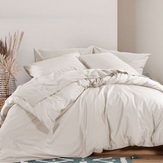 Nef-Nef Homeware Παπλωματοθήκη Βαμβακερή King Size 260x240 Basic Ecru