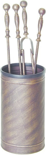 Metallotechniki Fireplace Tool Set With Bronze Bucket