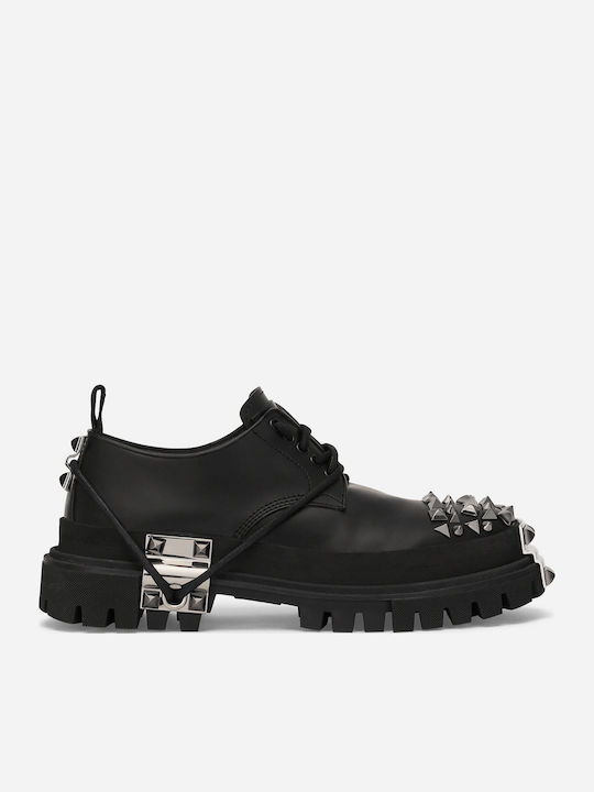 Dolce & Gabbana Δερμάτινα Ανδρικά Casual Παπούτσια Μαύρα Dolce & Gabbana Δερμάτινα Ανδρικά Casual Παπούτσια Μαύρα