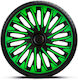 Set of 15'' Soho Green Black Hubcaps 4 Pieces