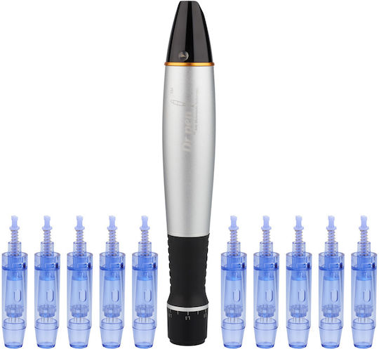 Aparat de Masaj Facial Dermapen 10 Capete de Schimb 12 Ace de Titan Dr.pen Ultima A1-c Regenerarea Pielii Negru Gri