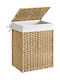 Songmics Coș de rufe Din Paie 90lt cu Capac 46x33x60cm Alb