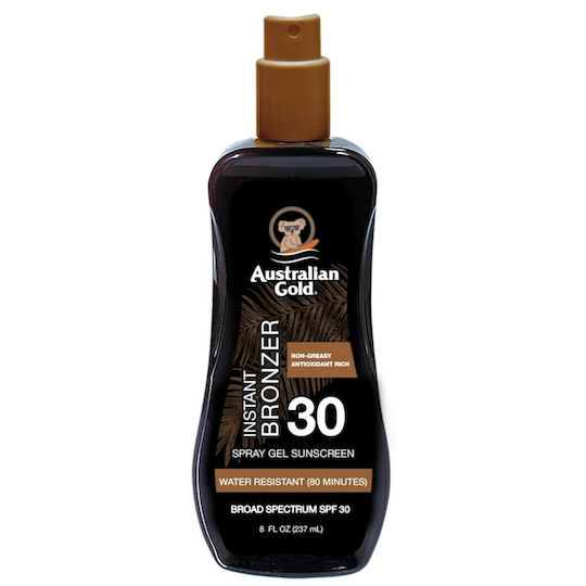 Australian Gold Instant Bronzer Waterproof Sunscreen Gel SPF30 in Spray 237ml