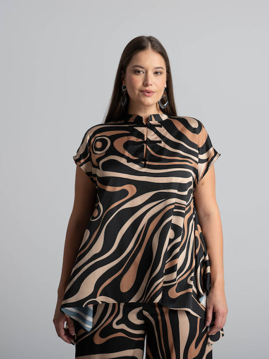 Bluza Damă Satin Mâneci Scurte Auriu