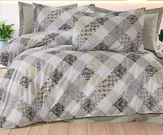 MayHome Bettlaken Set Halbdoppelt mit Gummibettlaken 120x200+25cm Geometrisch 3 Stück