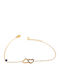 Kalliopi Silver Women's Chain Bracelet with Heart Design Gold Plated Steel with Zircon 22cm