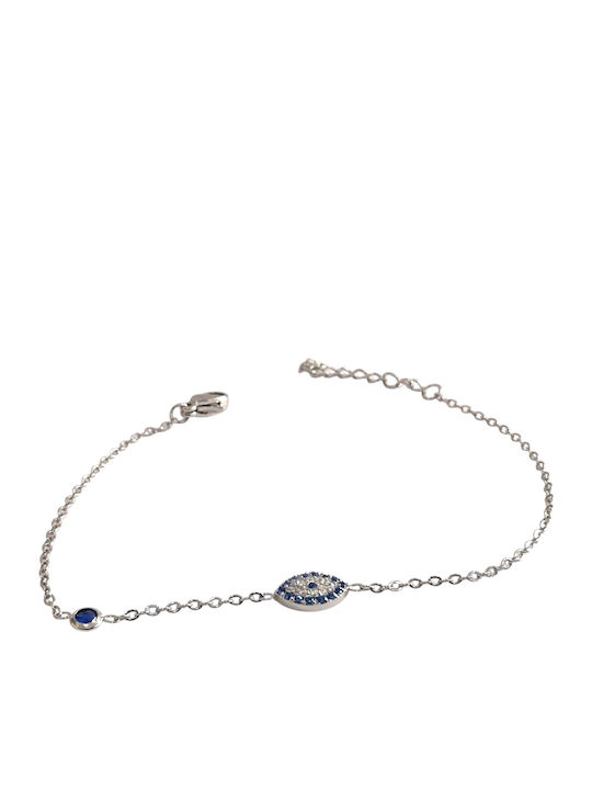Kalliopi Silver Women's Chain Bracelet with Eye Design Made of Steel with Zircon 20cm