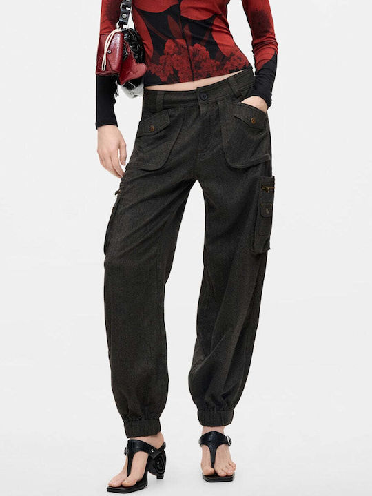 Pantaloni Dama Din Tesatura Maro