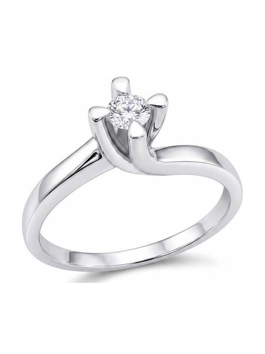 Einzelner Stein aus Weißgold 18K mit Diamant