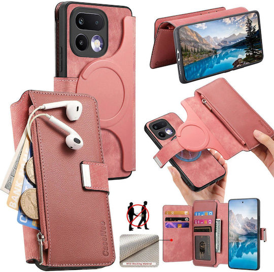 Caseneo Realme 16 Pro 5g Handyhülle Premium Leder Brieftasche Rosa