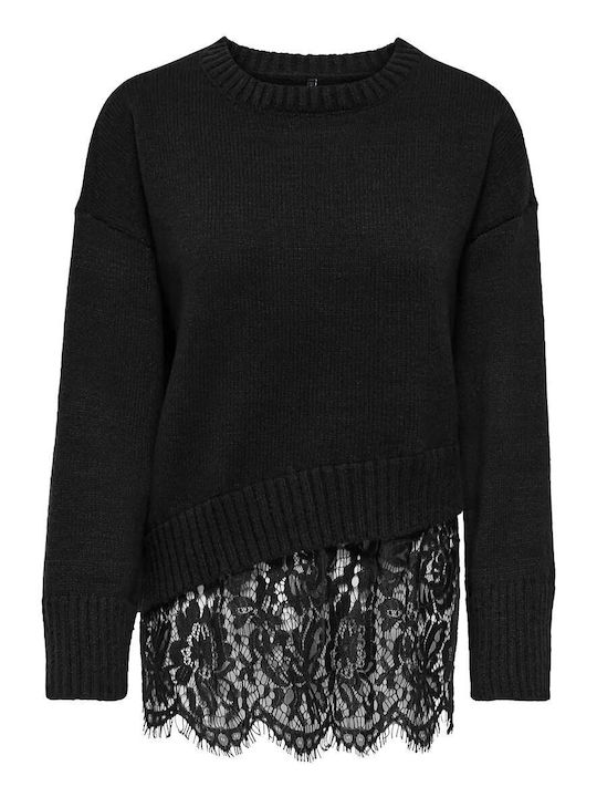 Only Damen Langärmeliges Pullover Schwarz