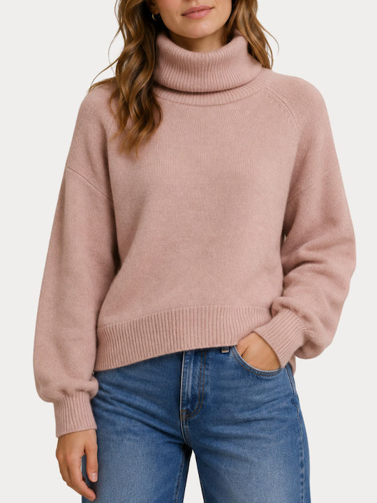 Damen Rollkragenpullover Rosa Smoke