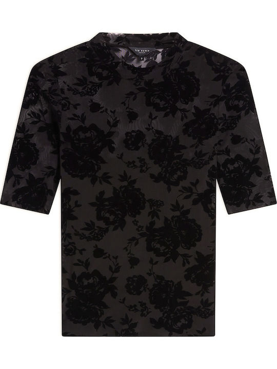 Damen Bluse mit Netz Schwarz 285264-schwarz
