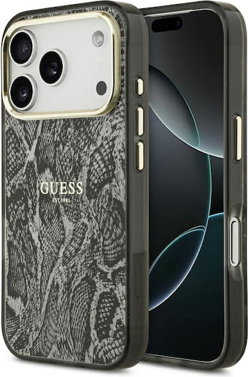 Guess Python Pattern Magsafe Калъф за iPhone 18 Pro 17 Pro Черен
