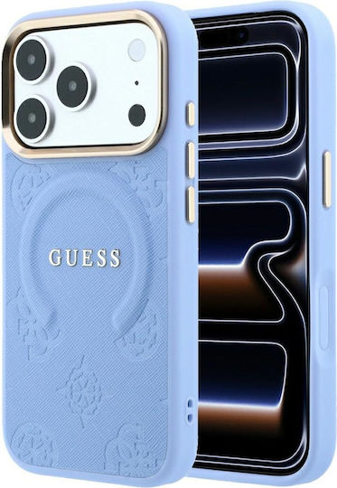 Case Guess Saffiano Peony & Ring Magsafe Iphone 18 Pro 17 Pro Light Blue