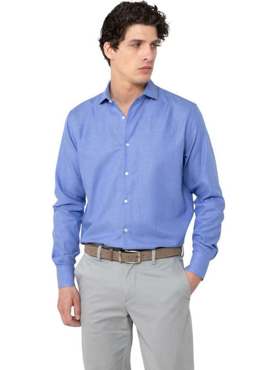 Dobby Long Sleeve Denim Shirt Blue
