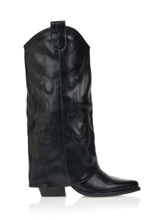 Damenstiefel Cowboy mit mittlerem Absatz in Schwarz