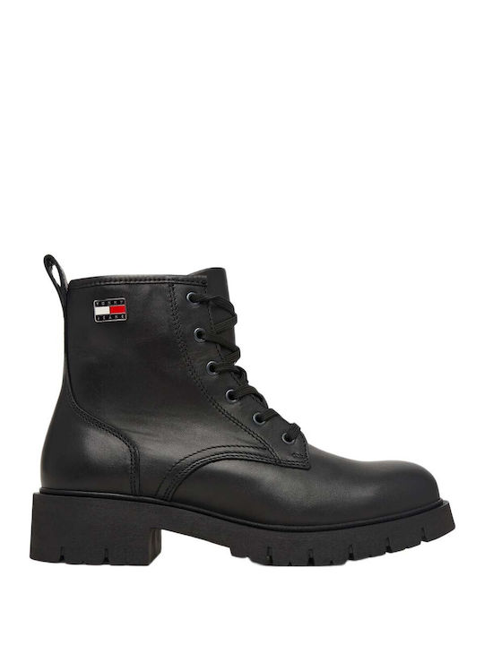 Tommy Hilfiger Leder Damen Stiefeletten Schwarz