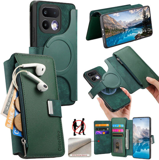 Caseneo Realme 16 Pro 5G Handyhülle Premium Leder Brieftasche Grüne