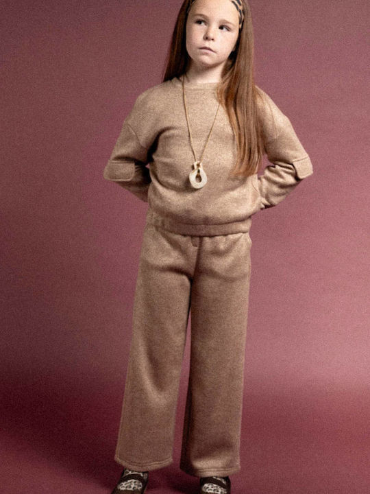 Kids Clothing Set with Pants Winter 2 Pieces Beige Gold