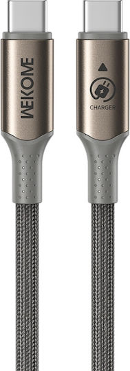 WK Geflochtenes USB Typ-C Kabel männlich - USB-C 140W PD Grau 1.2m 115047