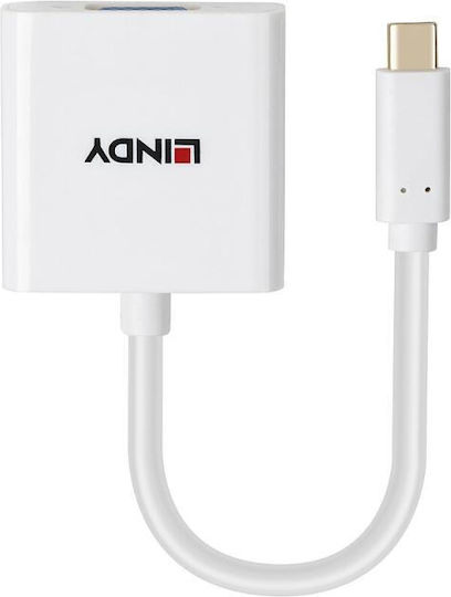 Lindy 43437 USB-C Male To VGA Female Converter White
