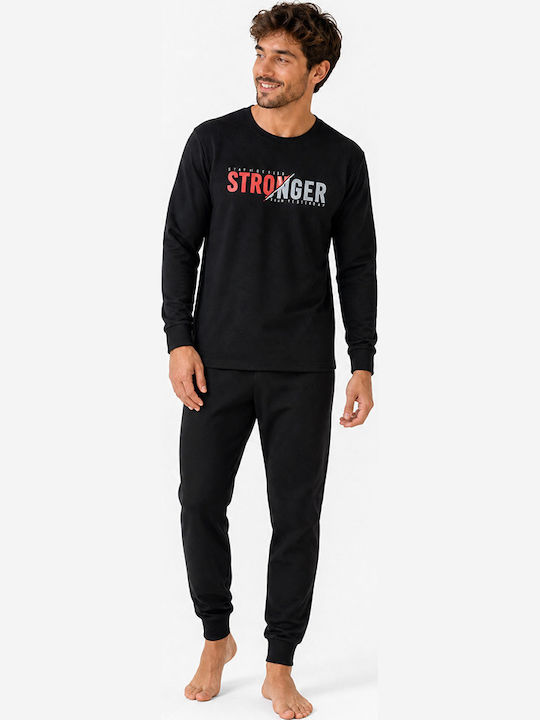 Comfort Pijama de vară pentru bărbați Negru