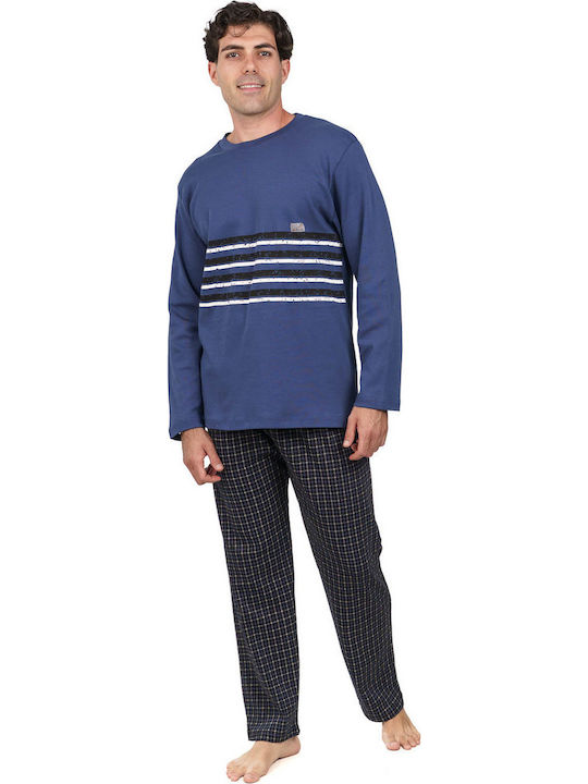 Dustin Winter Men's Cotton Pyjamas Blue Indigo