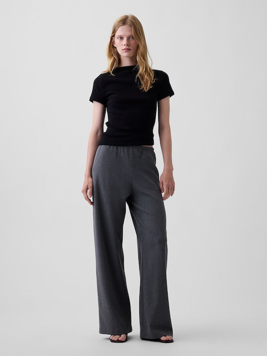 Women's Fabric Trousers with Elastic Dark Heather Grey