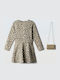 Mädchenkleid Tierdruck Beige