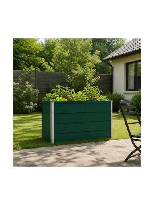 vidaXL Метална Саксия За Цветя Зелен 100x40x55см