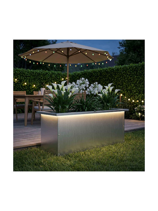 vidaXL Метална Кутия За Саксии Бяла 30x80x30см
