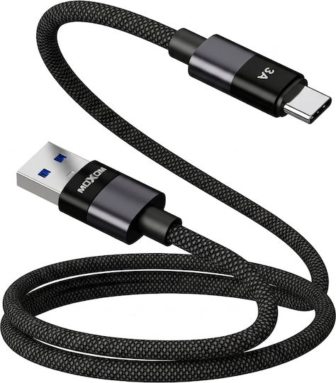 Moxom Geflochtenes USB Typ-C Kabel männlich - USB-A Schwarz 1m 022485-Schwarz