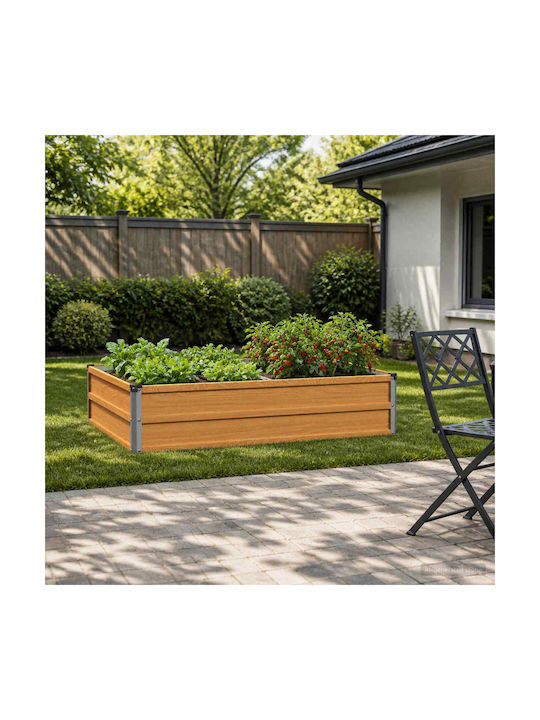 vidaXL Ghiveci De Flori Metalic Natural 100x80x...