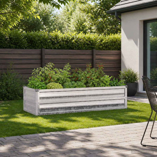 vidaXL Metallic Silver Flower Pot 100x40x24cm